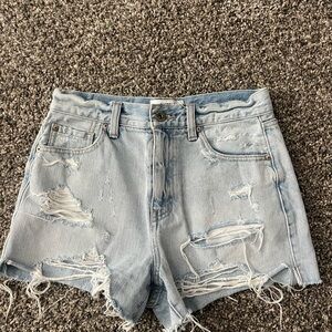 Pistola Distressed Light Blue Denim Shorts